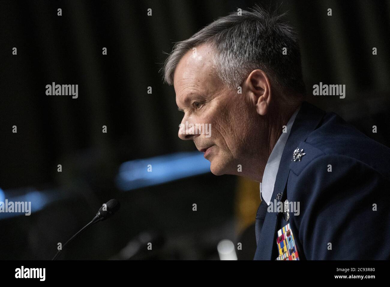 Washington, Usa. Juli 2020. Air Force LT. Gen Glen D. VanHerck nimmt an einer Anhörung des Senats für die Nominierung des Armed Services Committee am Dienstag, den 28. Juli 2020, auf dem Capitol Hill in Washington, DC, USA, Teil. VanHerck wird zum General und Kommandeur des U.S. Northern Command und Kommandant des North American Aerospace Defence Command ernannt. Foto von Sarah Silbiger/UPI Kredit: UPI/Alamy Live Nachrichten Stockfoto