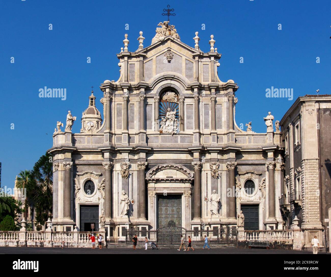 Fassade S. Agata Kathedrale in Catania Denkmal der barocken Architektur, von Sizilien Wahrzeichen der Kultur religiösen und Traditionen Stockfoto