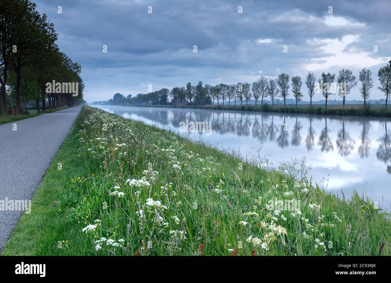Düsterer Morgen vor Sonnenaufgang in den Niederlanden Stockfoto
