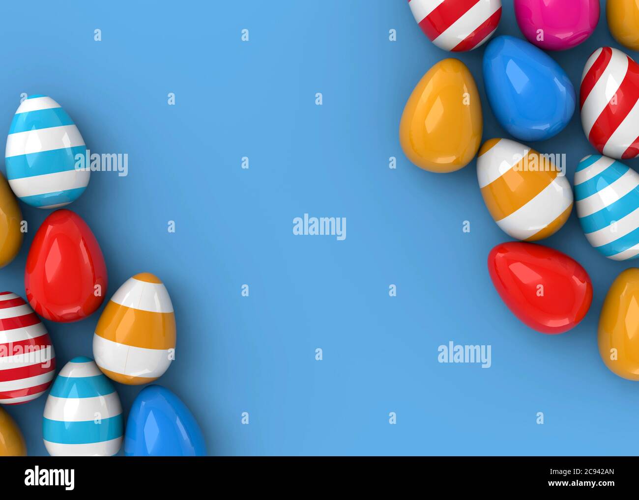 Die Ostereier im bunten Hintergrund - 3D Stockfoto