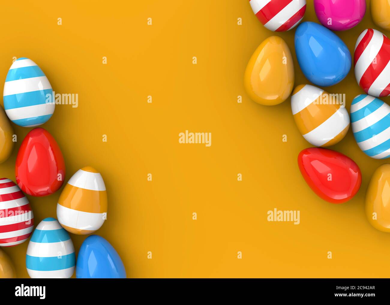 Die Ostereier im bunten Hintergrund - 3D Stockfoto