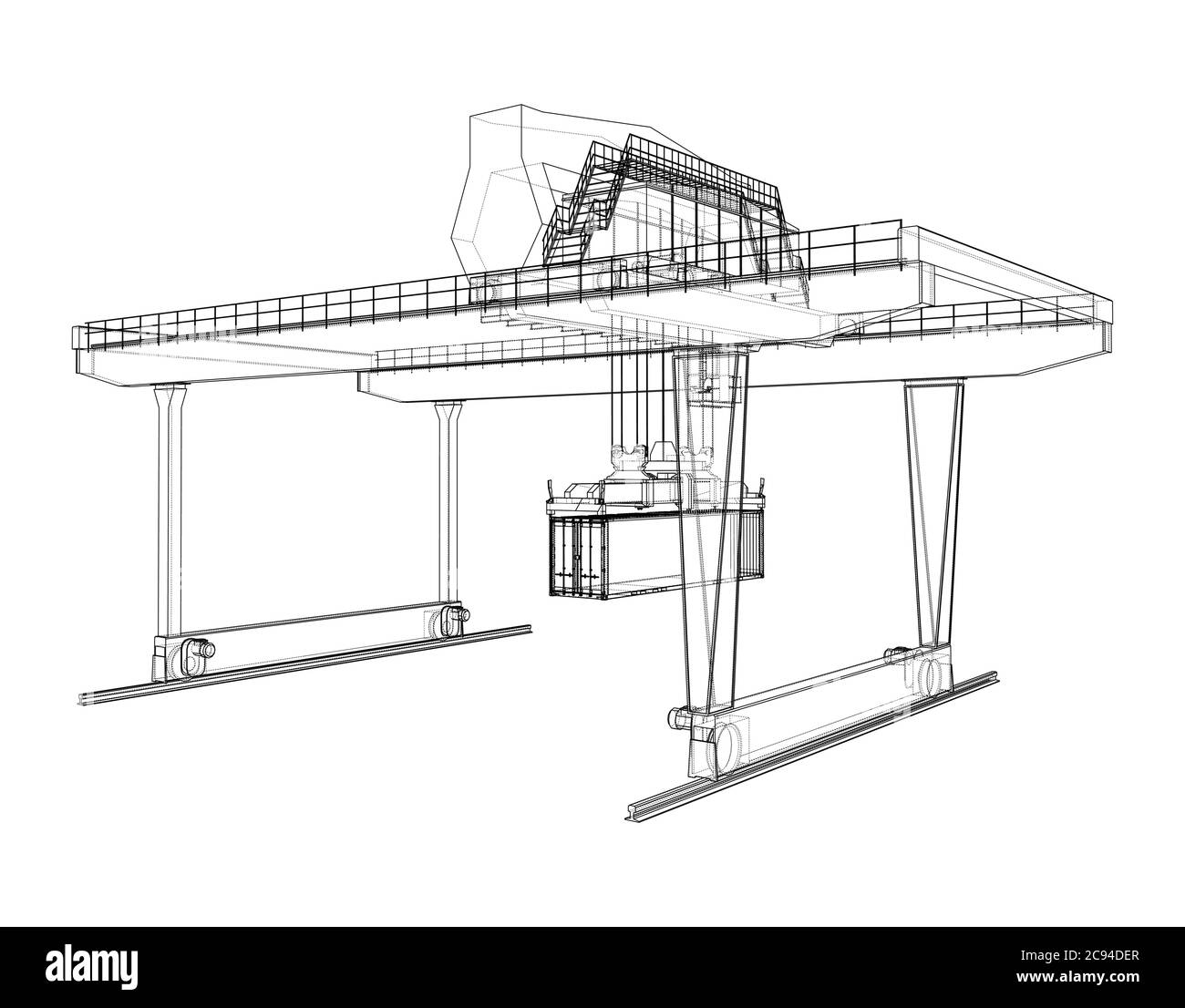 Umriss des Portalbehälters auf der Schiene Stock Vektor