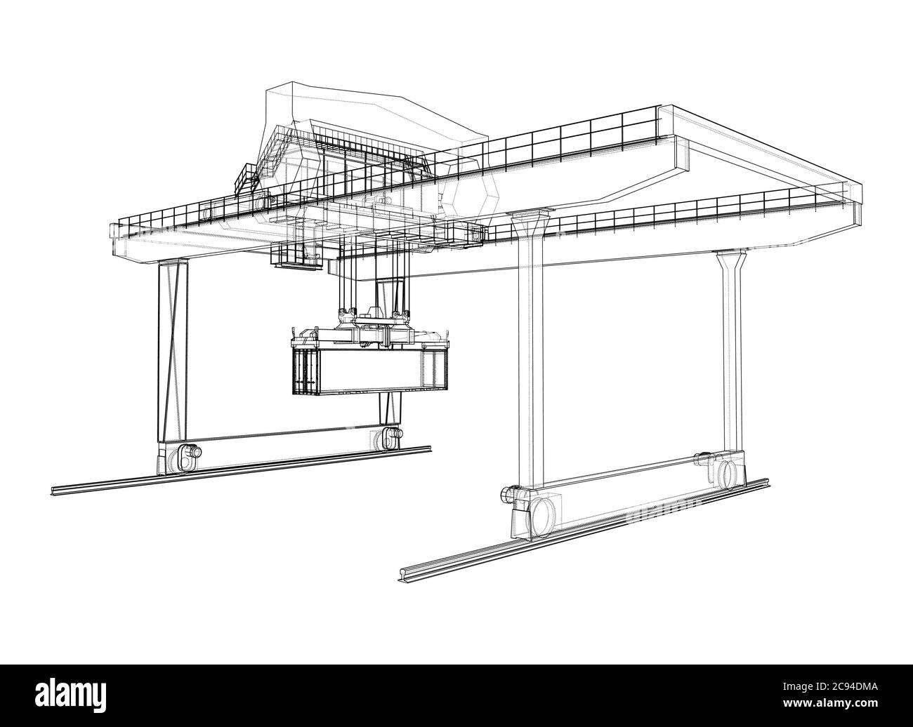 Umriss des Portalbehälters auf der Schiene Stock Vektor