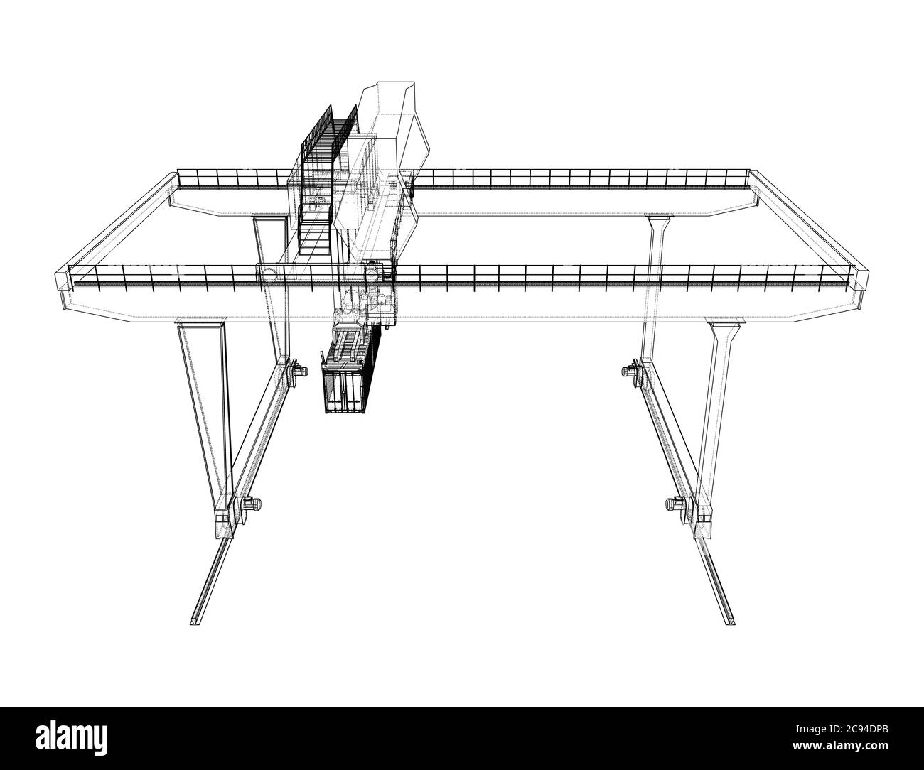 Umriss des Portalbehälters auf der Schiene Stock Vektor