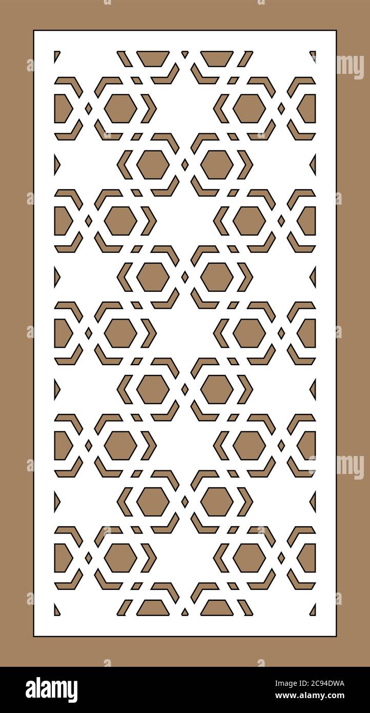 Cnc decorative pattern, jali design, interior element. Islamic , arabic laser cut. Shade screen, privacy fence template. Laser cut vector panel Stock Vektor