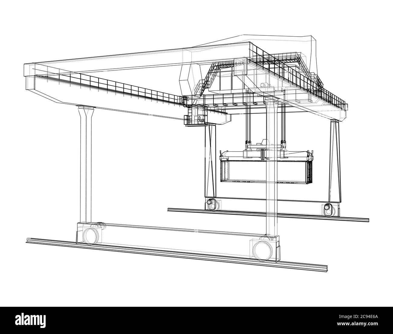 Umriss des Portalbehälters auf der Schiene Stock Vektor