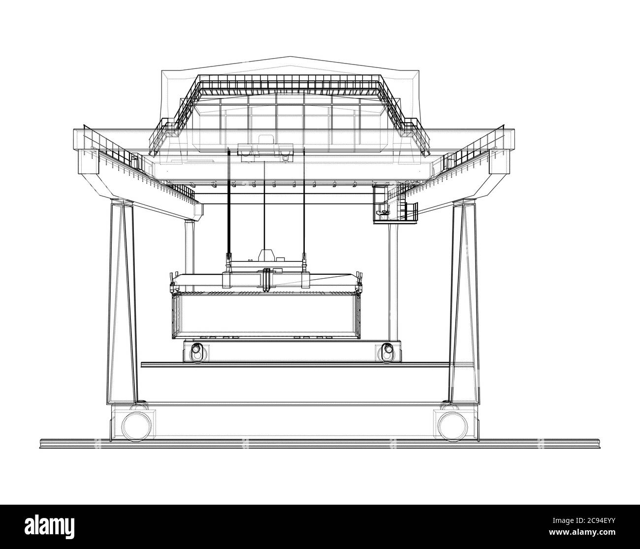 Umriss des Portalbehälters auf der Schiene Stock Vektor