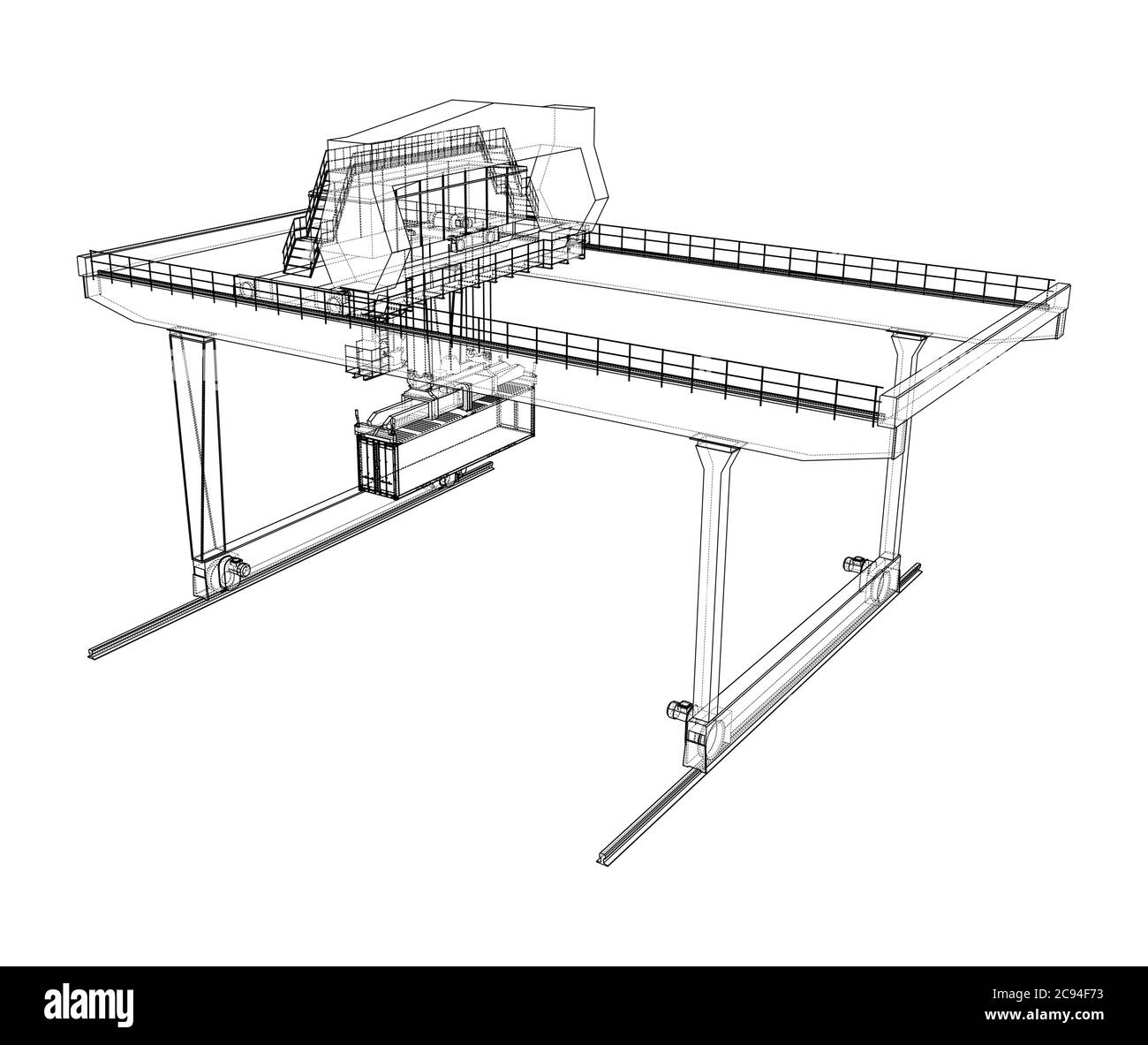 Umriss des Portalbehälters auf der Schiene Stock Vektor