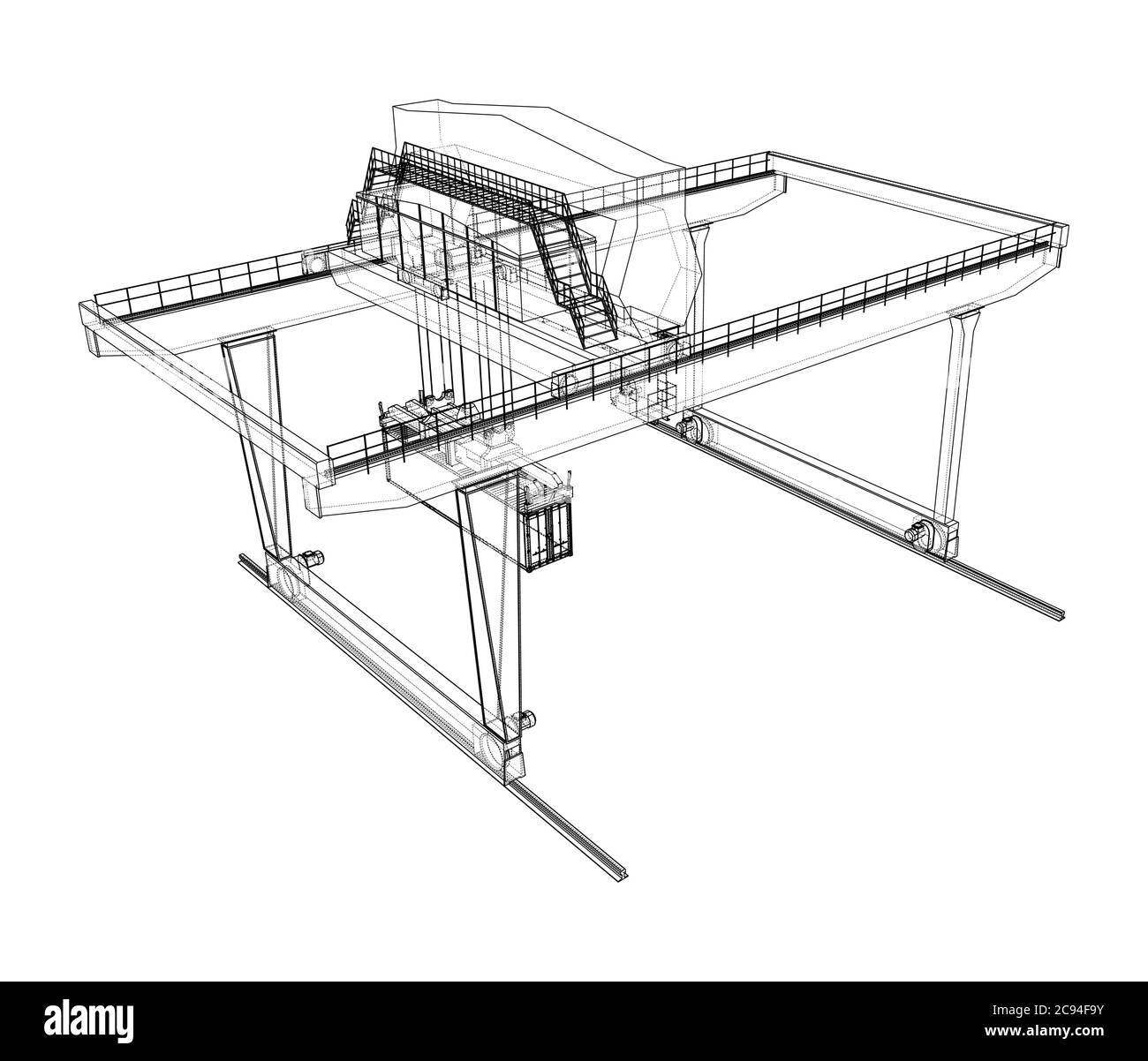 Umriss des Portalbehälters auf der Schiene Stock Vektor