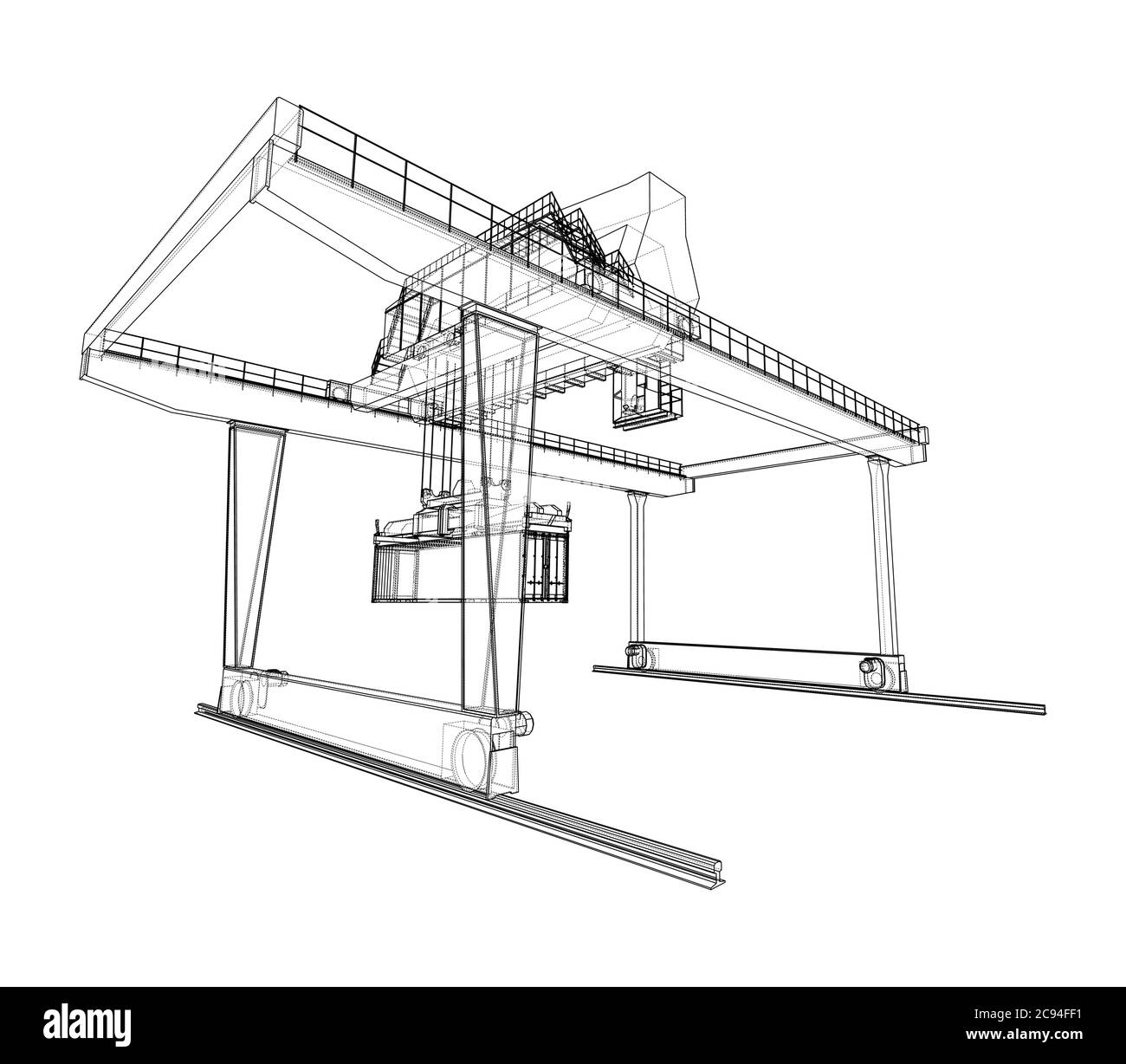 Umriss des Portalbehälters auf der Schiene Stock Vektor