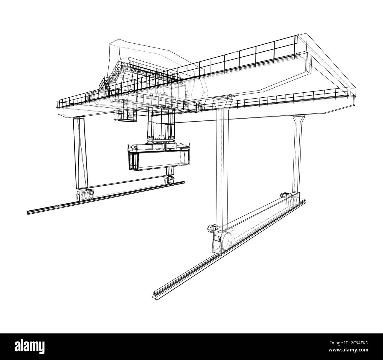 Umriss des Portalbehälters auf der Schiene Stock Vektor