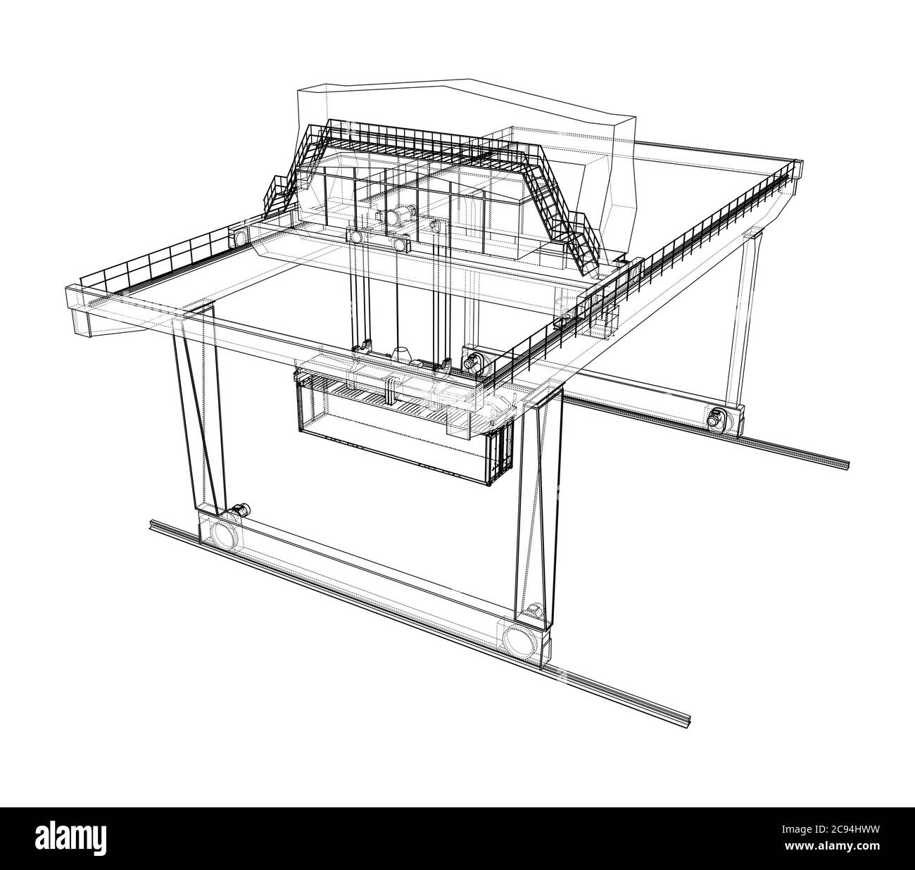 Umriss des Portalbehälters auf der Schiene Stock Vektor