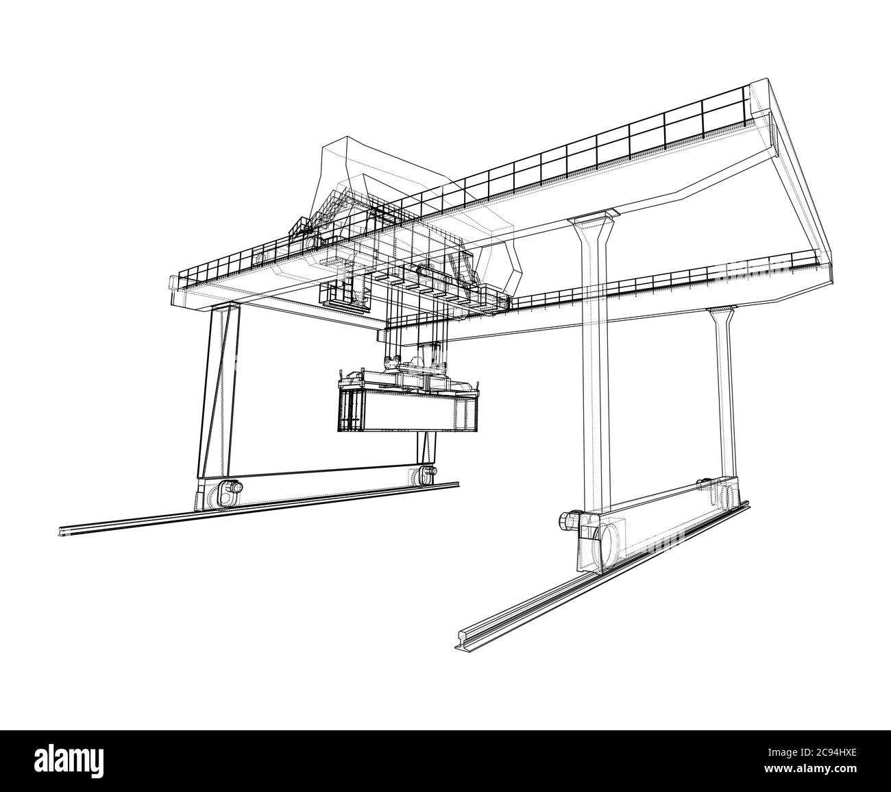 Umriss des Portalbehälters auf der Schiene Stock Vektor