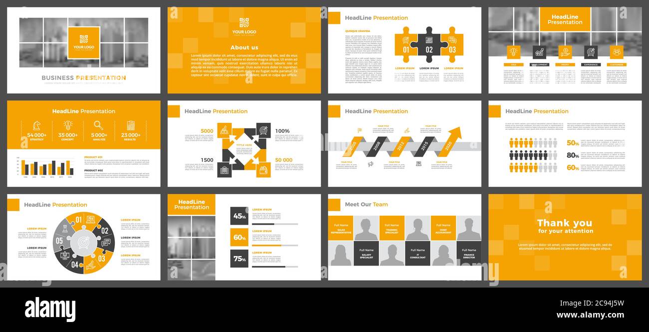 Präsentationsvorlagen, Unternehmen. Elemente von Infografiken für Präsentationsvorlagen. Jahresbericht, Buchumschlag, Broschüre. Stock Vektor