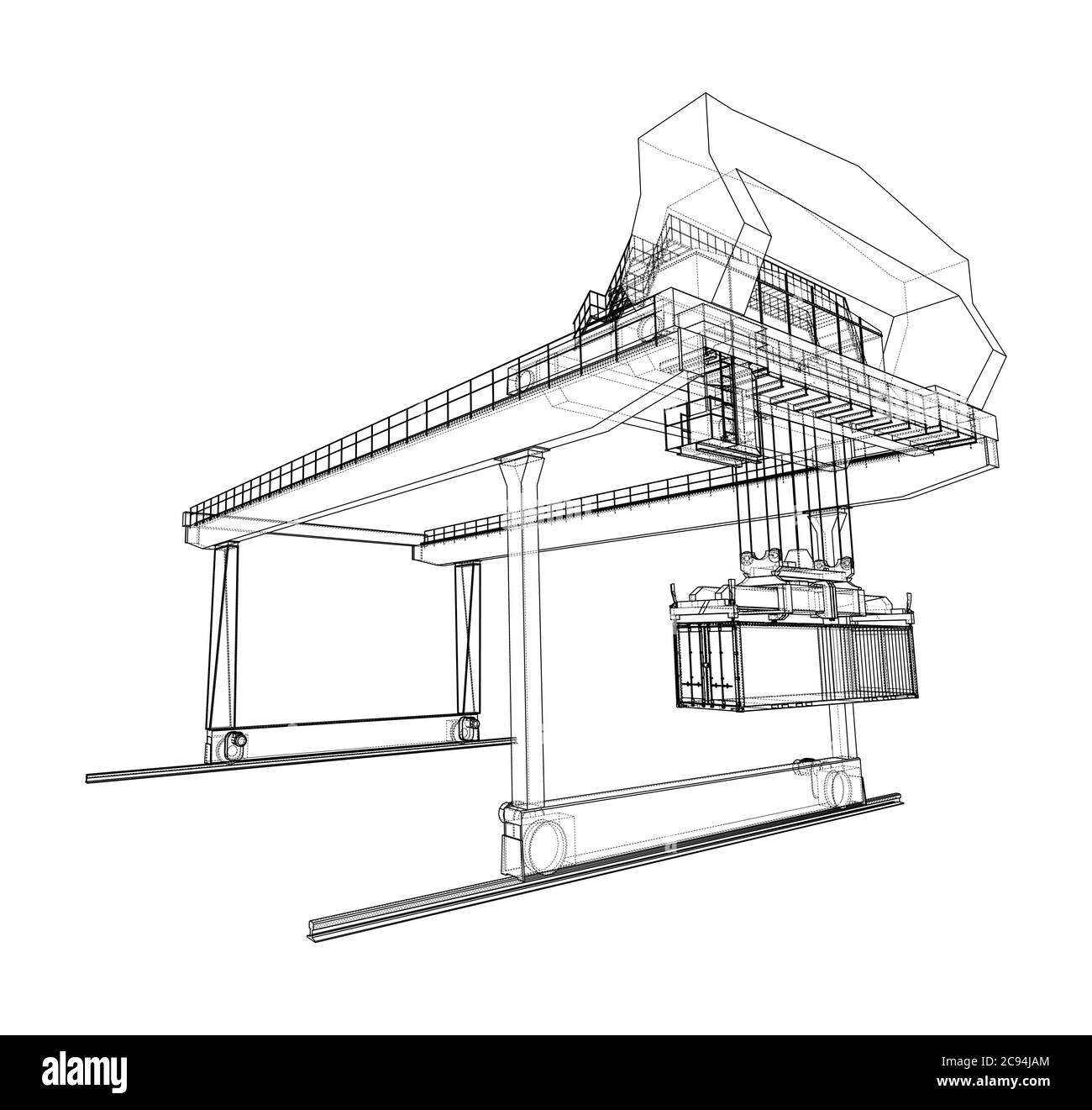 Umriss des Portalbehälters auf der Schiene Stock Vektor