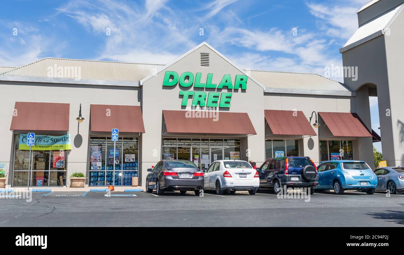 Juli 21, 2020 Milpitas / CA / USA - Dollar Tree Store Entrance; Dollar Tree Stores, Inc., ist eine amerikanische Kette von Discounter Variety Stores, die ich verkauft Stockfoto