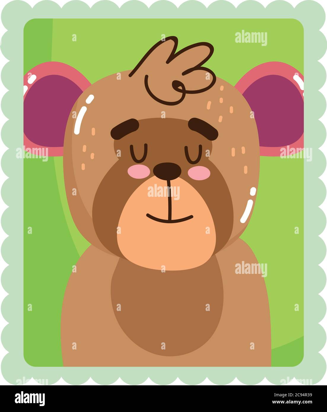 Niedliche moneky Porträt Tiere Cartoon Briefmarke Vektor Illustration Stock Vektor