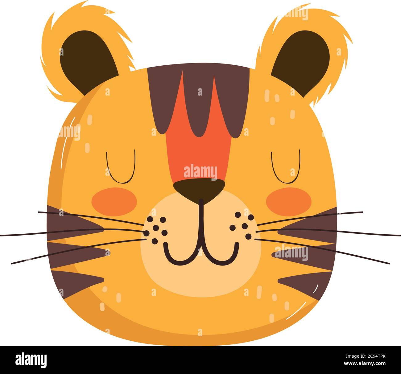 Nette Tiere Kopf Tiger Cartoon isoliert Symbol Design weißen