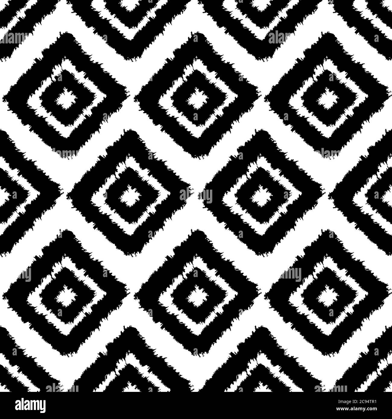 Nahtloses Muster Hintergrund, mit Malstriche und Quadrate, schwarz und weiß Stock Vektor