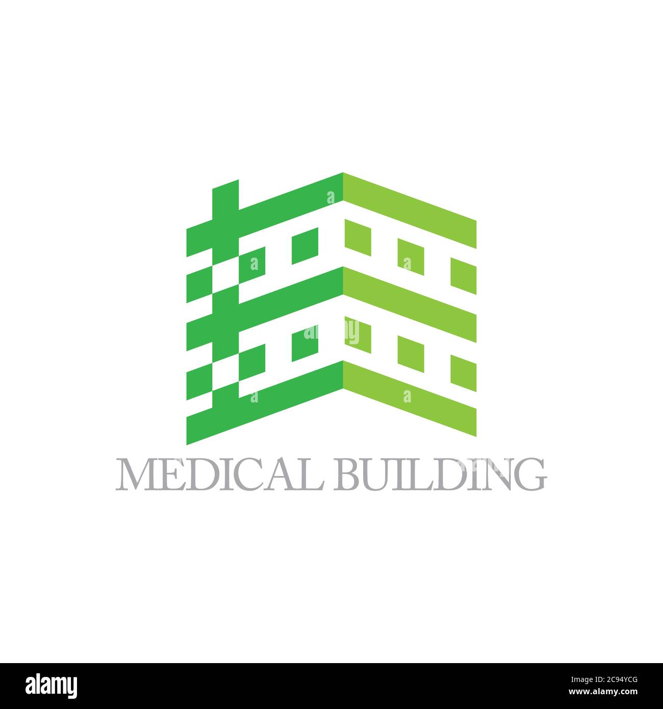 Hohes Krankenhaus Gebäude geometrisches Design Logo Vektor Stock Vektor