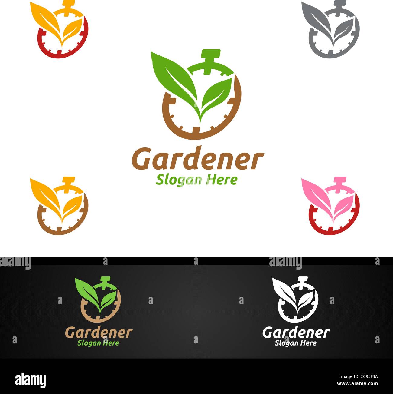 Speed Gardener Care Logo mit Green Garden Environment oder Botanical Agriculture Design Stock Vektor