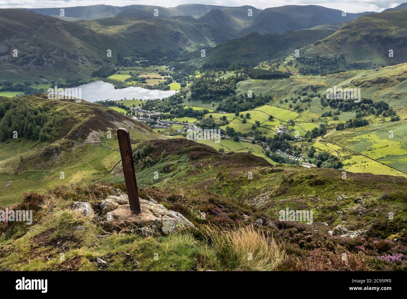 Glenridding und Patterdale aus Heron Pike, Lake District, Cumbria, Großbritannien Stockfoto