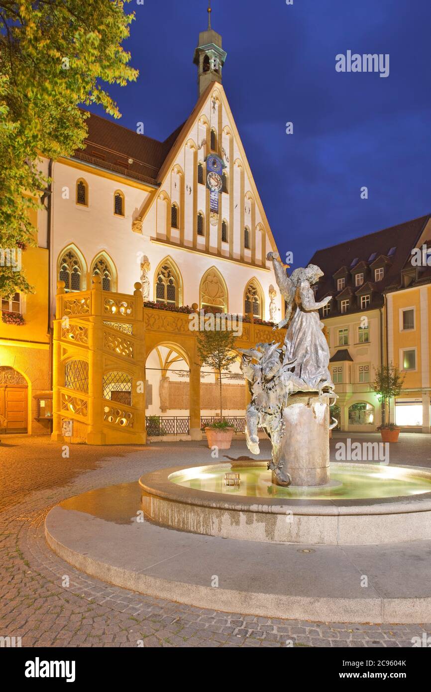 Geographie / Reisen, Deutschland, Bayern, Amberg, Marktplatz mit Brunnen und Rathaus, Additional-Rights-Clearance-Info-not-available Stockfoto