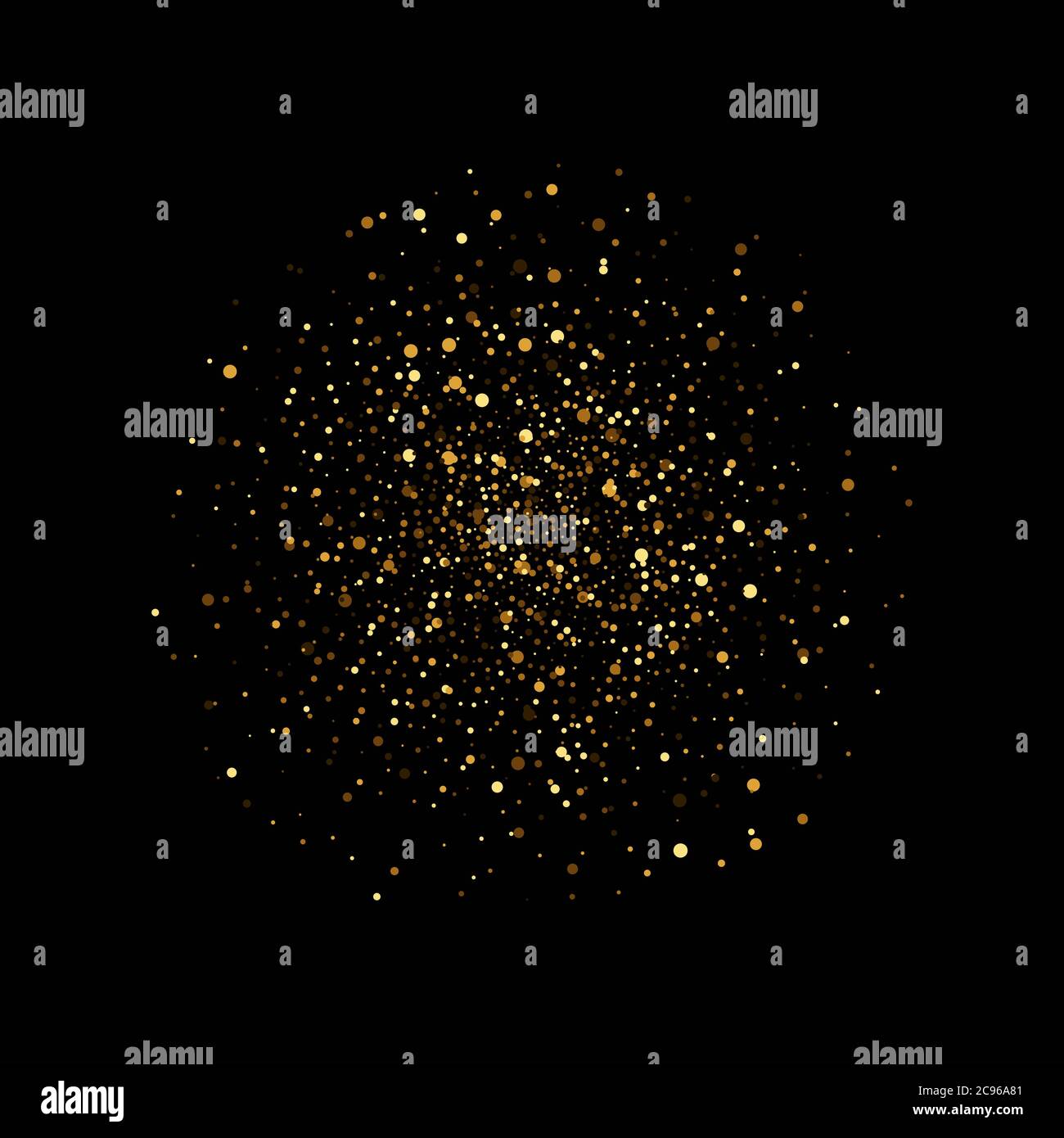 Gold Glitzer Kreis abstrakter Hintergrund, golden funkelt auf schwarzem Hintergrund, vip Design Vorlage Stock Vektor