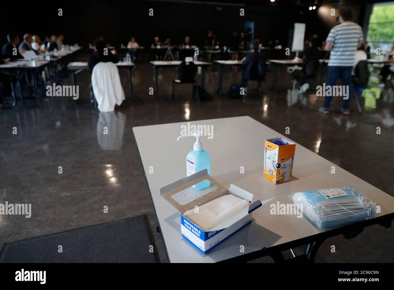 Kommunalwahl 2020. Installation des Gemeindeamtes. Saint Gervais. Frankreich. Stockfoto