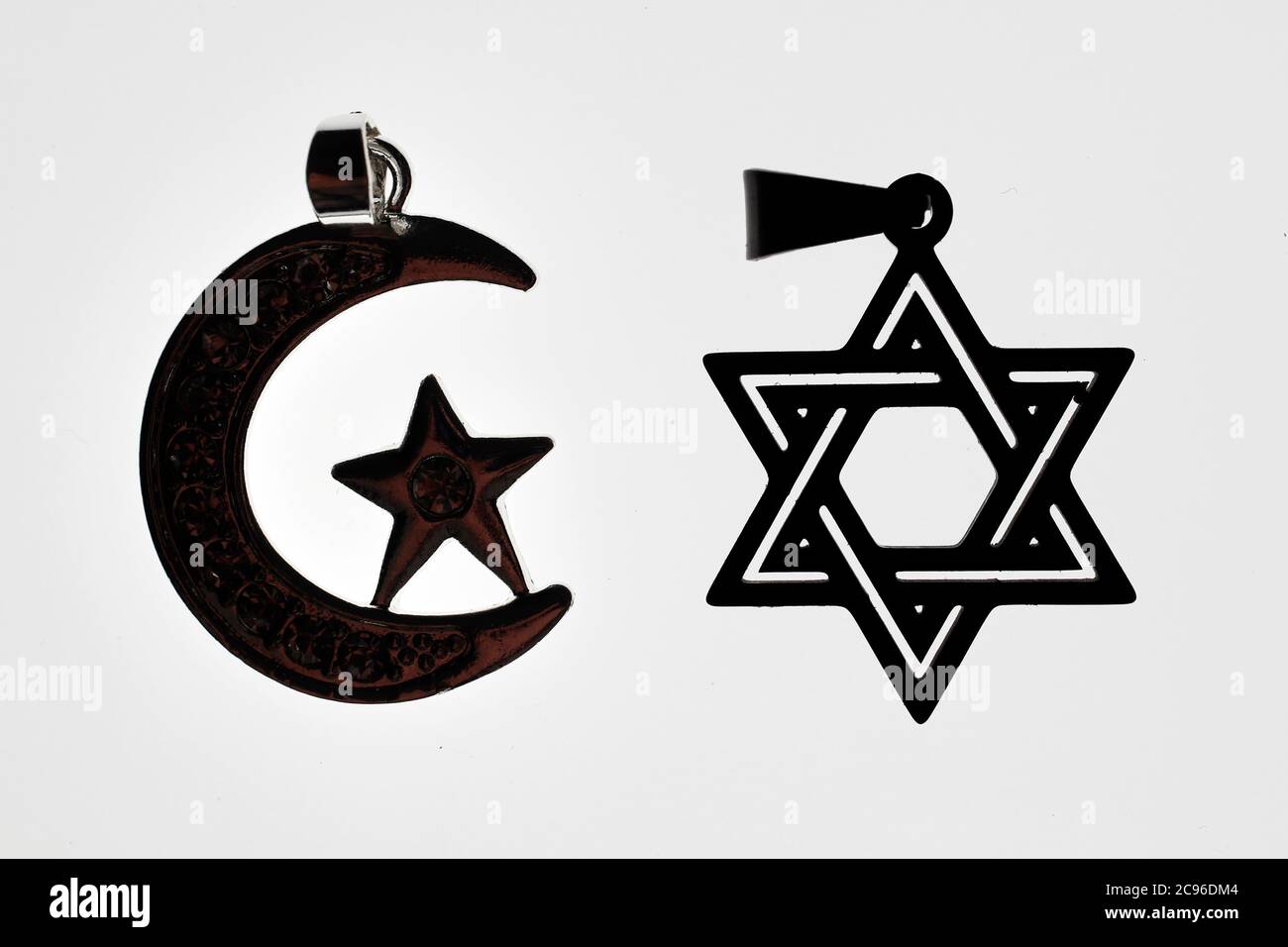 Religiöse Symbole. Islam und Judentum. Interreligiöser Dialog. Frankreich. Stockfoto