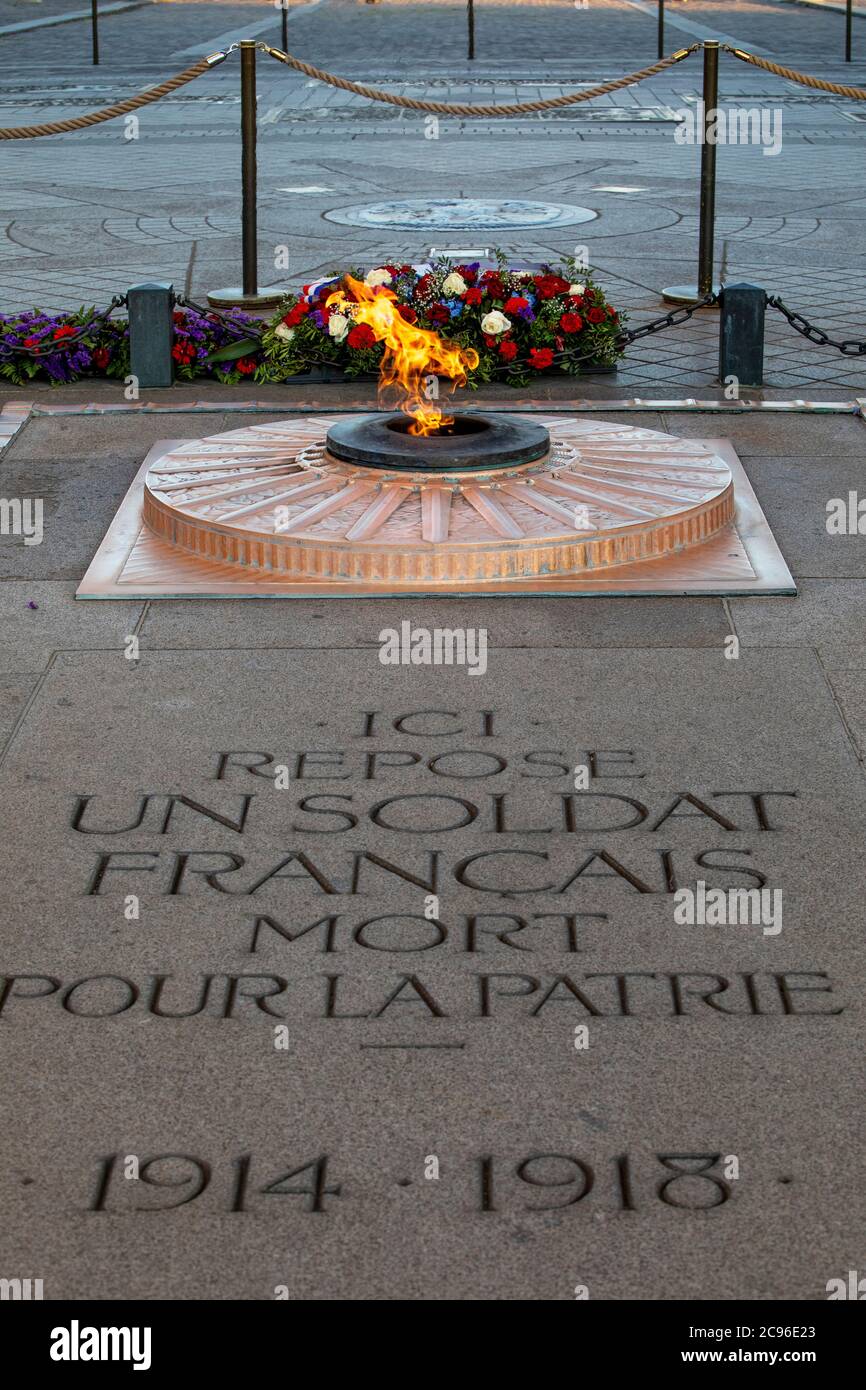 Die Arche des Triumphes, Paris, Frankreich.Unbekanntes Soldatengrab. Stockfoto