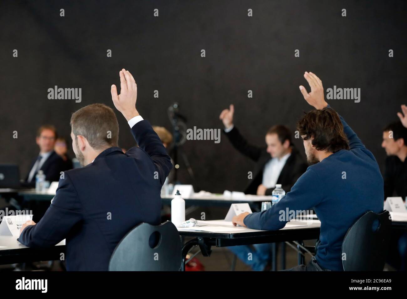 Kommunalwahl 2020. Installation des Gemeindeamtes. Saint Gervais. Frankreich. Stockfoto