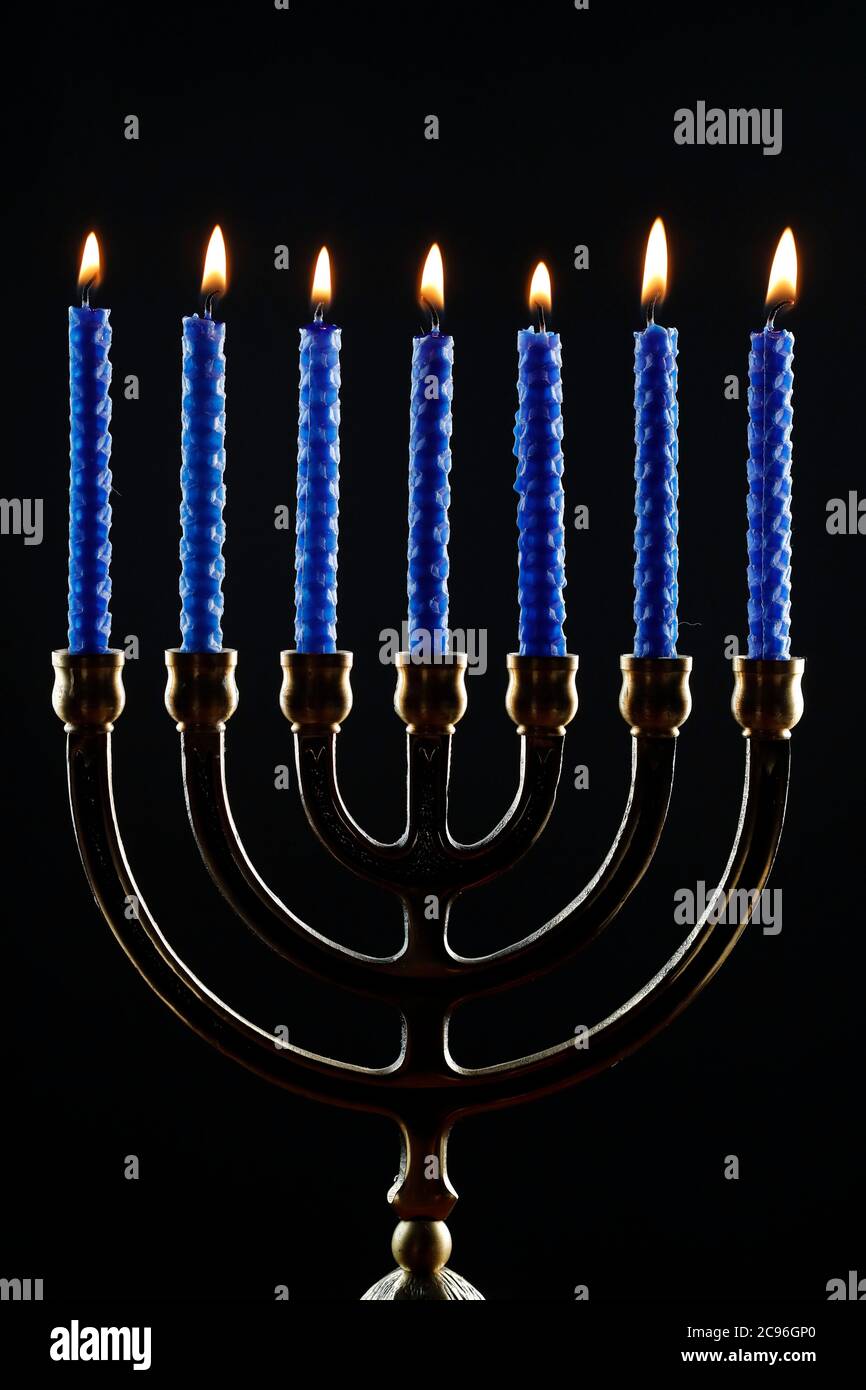 Die Menora oder sieben Lampen hebräischen Lampenständer, Symbol des Judentums seit der Antike. Frankreich. Stockfoto