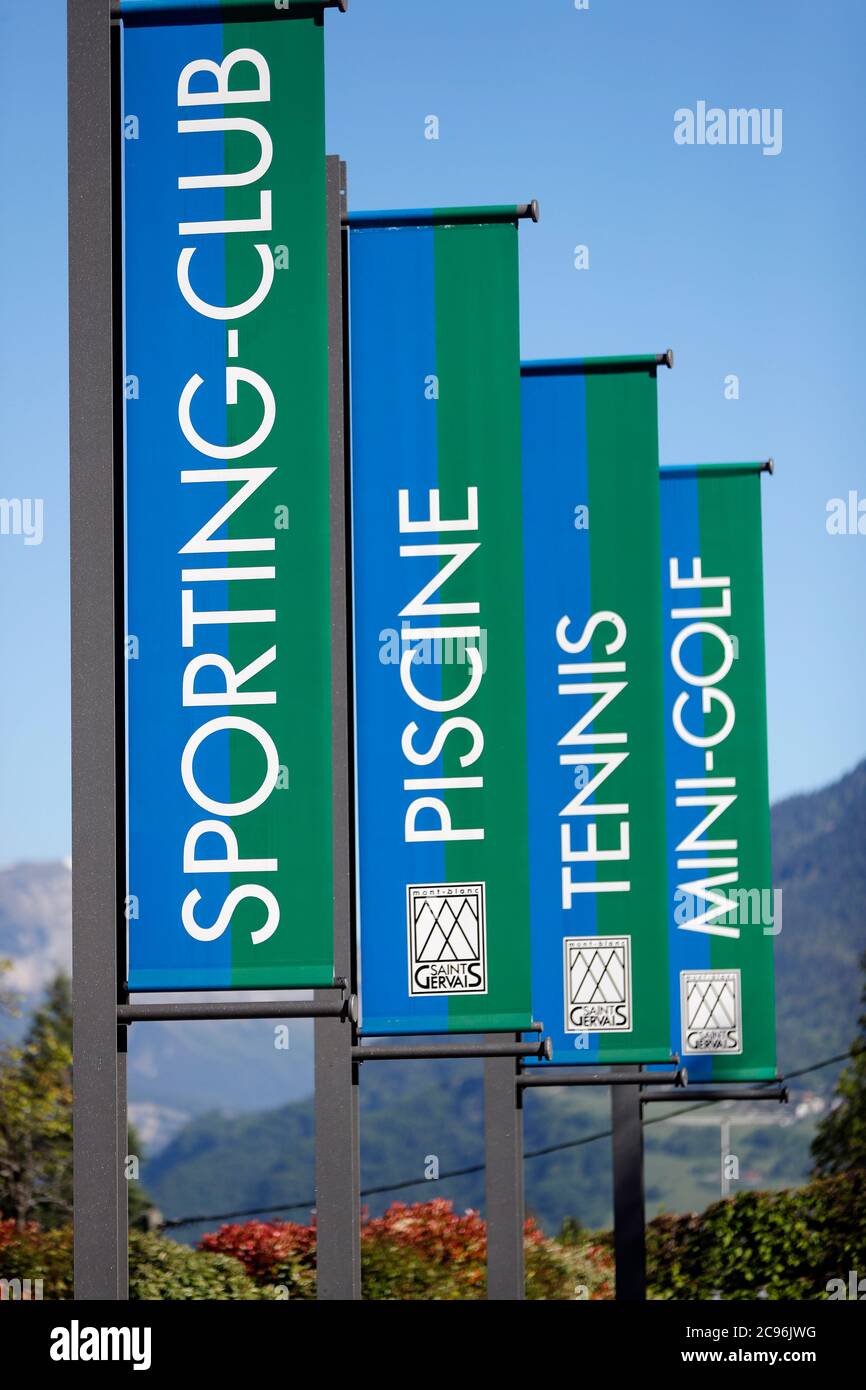 Bereich „Sportaktivitäten“. Saint Gervais. Frankreich. Stockfoto