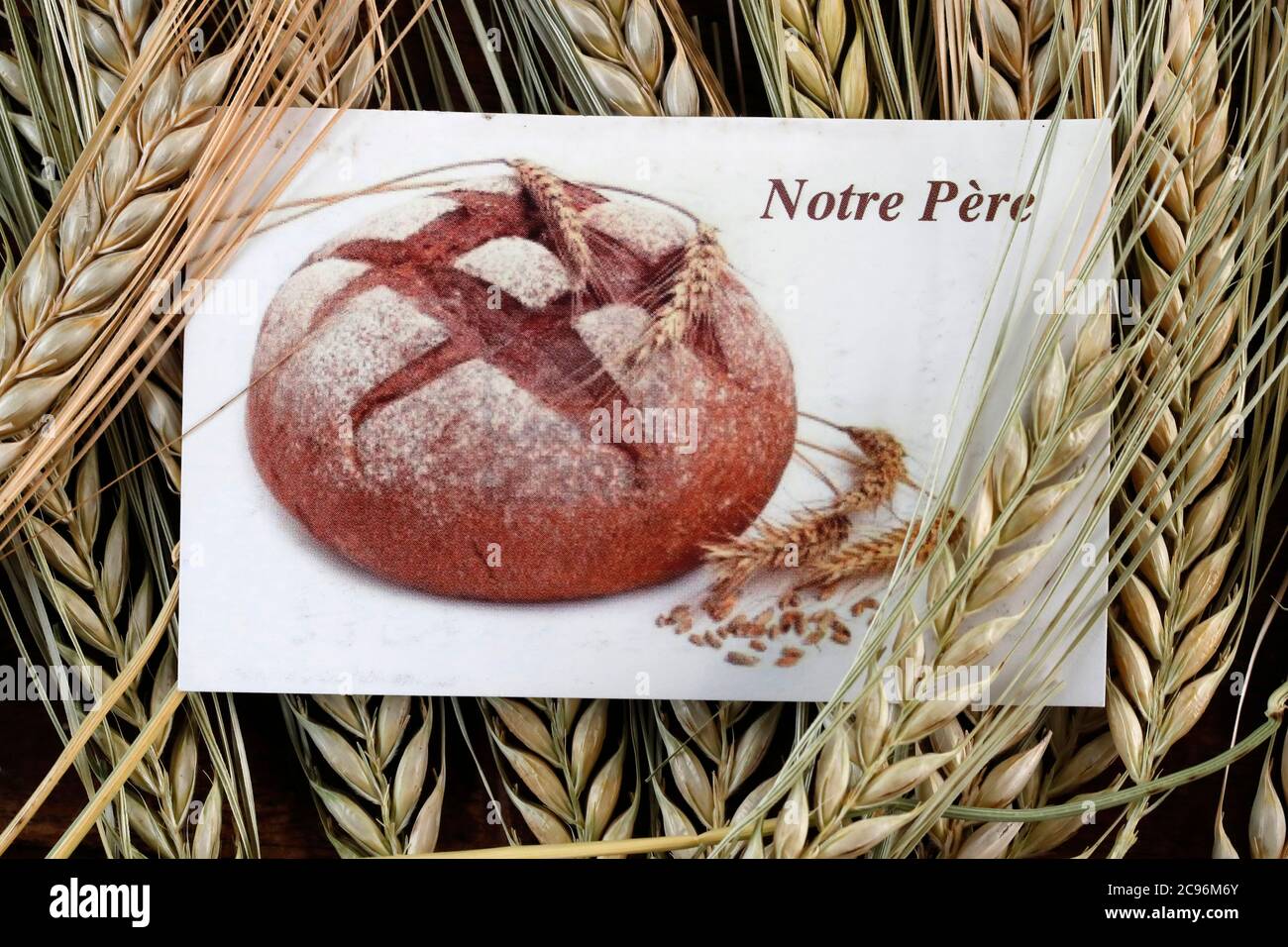 Religiöses Bild und Ähren von Weizen. Frankreich. Stockfoto
