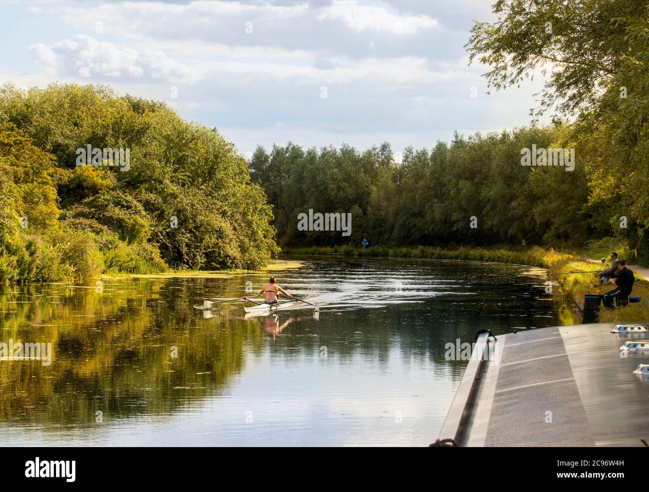 River Cam, Cambridgeshire Landschaften, Sonnenaufgang über dem Fluss, Sommer 2020 Stockfoto