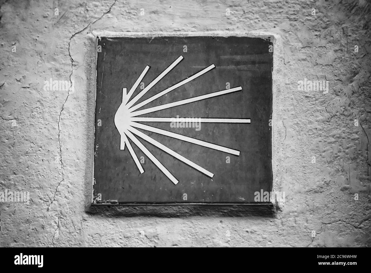 Schale des Camino de Santiago, Zeichen für Pilger, internationale Tradition Stockfoto