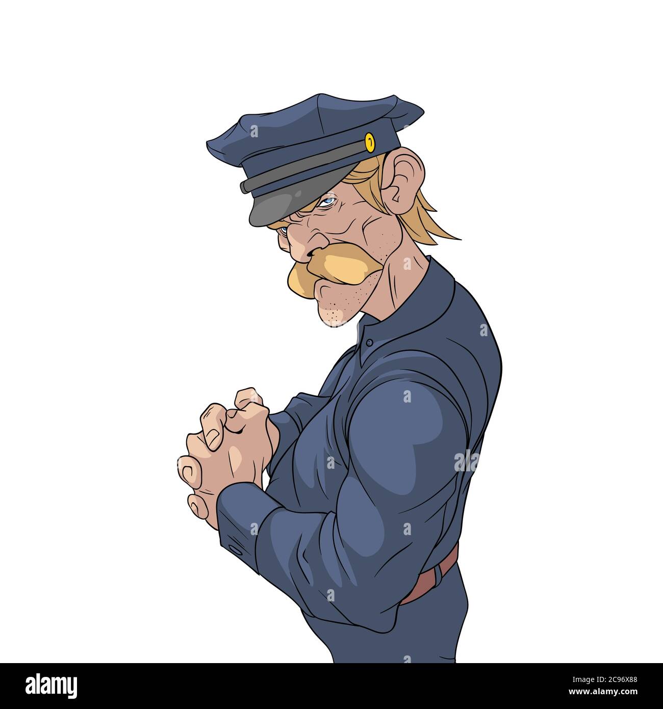 Bunchy American Polizist auf weißem Hintergrund Stock Vektor