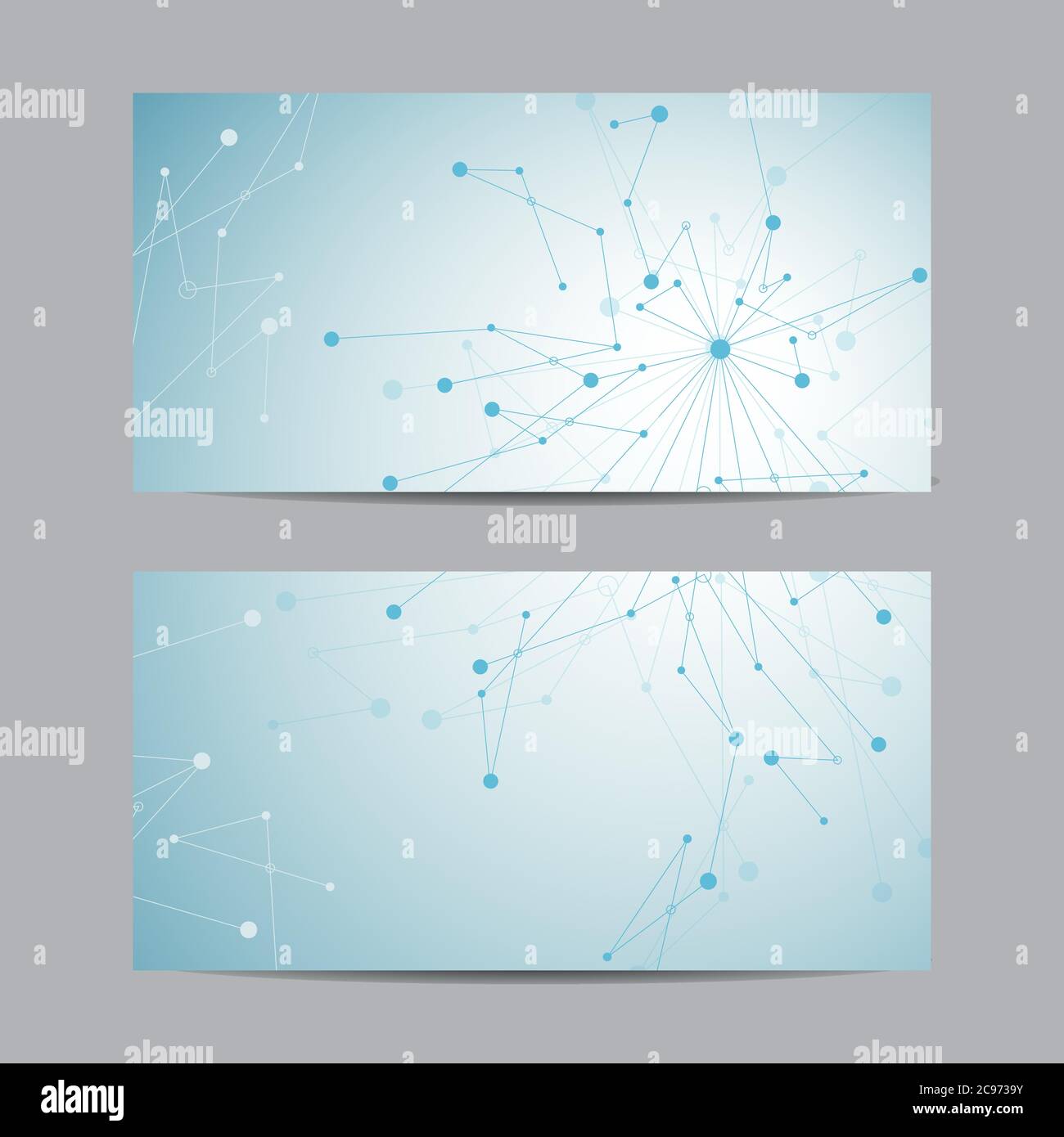 Set von horisontalen Bannern. Geometrisches Muster mit verbundenen Linien und Punkten. Stock Vektor