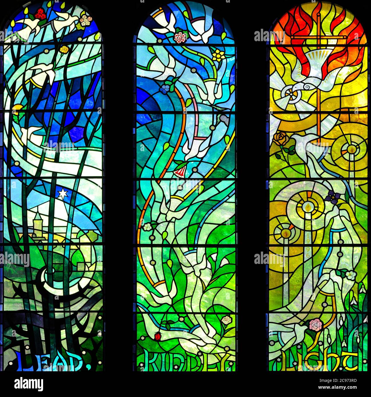 Das Memorial Fenster, Kirche der Heiligen Familie, Dunblane, Stirling, Schottland, UK Stockfoto