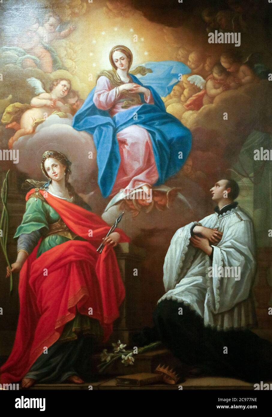 Italien Marche Jesi Palazzo Pianetti - Sitz der städtischen Kunstgalerie - Filippo Ricci - Madonna in Herrlichkeit mit den Heiligen Apollonia und Luigi Stockfoto