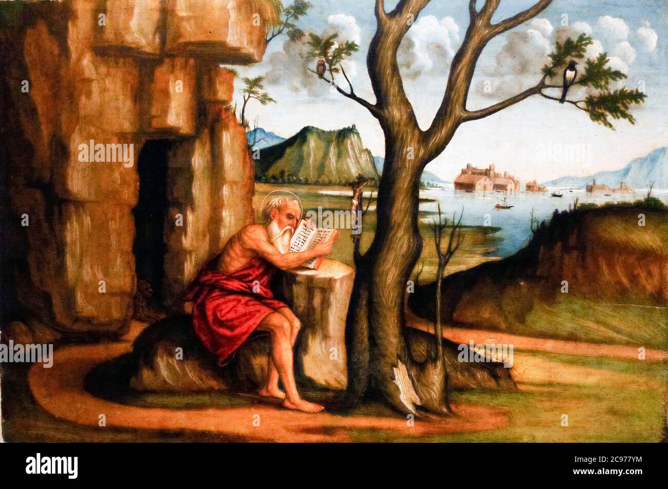 Italien Marche Jesi Palazzo Pianetti -Sitz der städtischen Kunstgalerie - Pradella: San Gerolamo: Von Pietro Paolo Agabiti Stockfoto