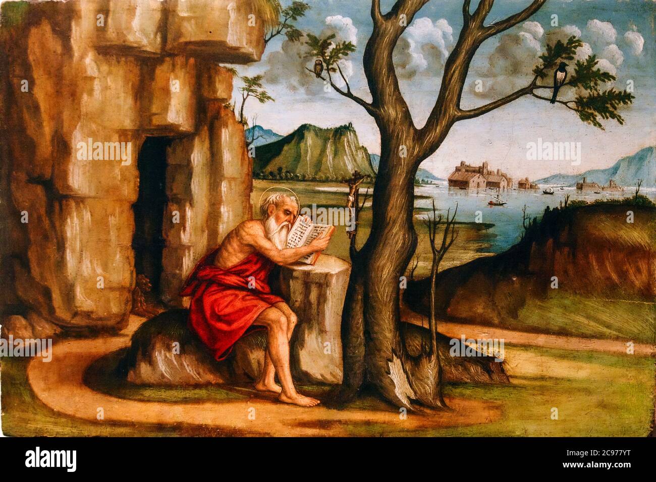 Italien Marche Jesi Palazzo Pianetti -Sitz der städtischen Kunstgalerie - Pradella: San Gerolamo: Von Pietro Paolo Agabiti Stockfoto