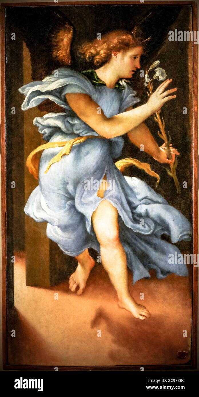 Italien Marche Jesi Palazzo Pianetti -Sitz der städtischen Kunstgalerie - Lorenzo Lotto: Annunciato Angel Stockfoto