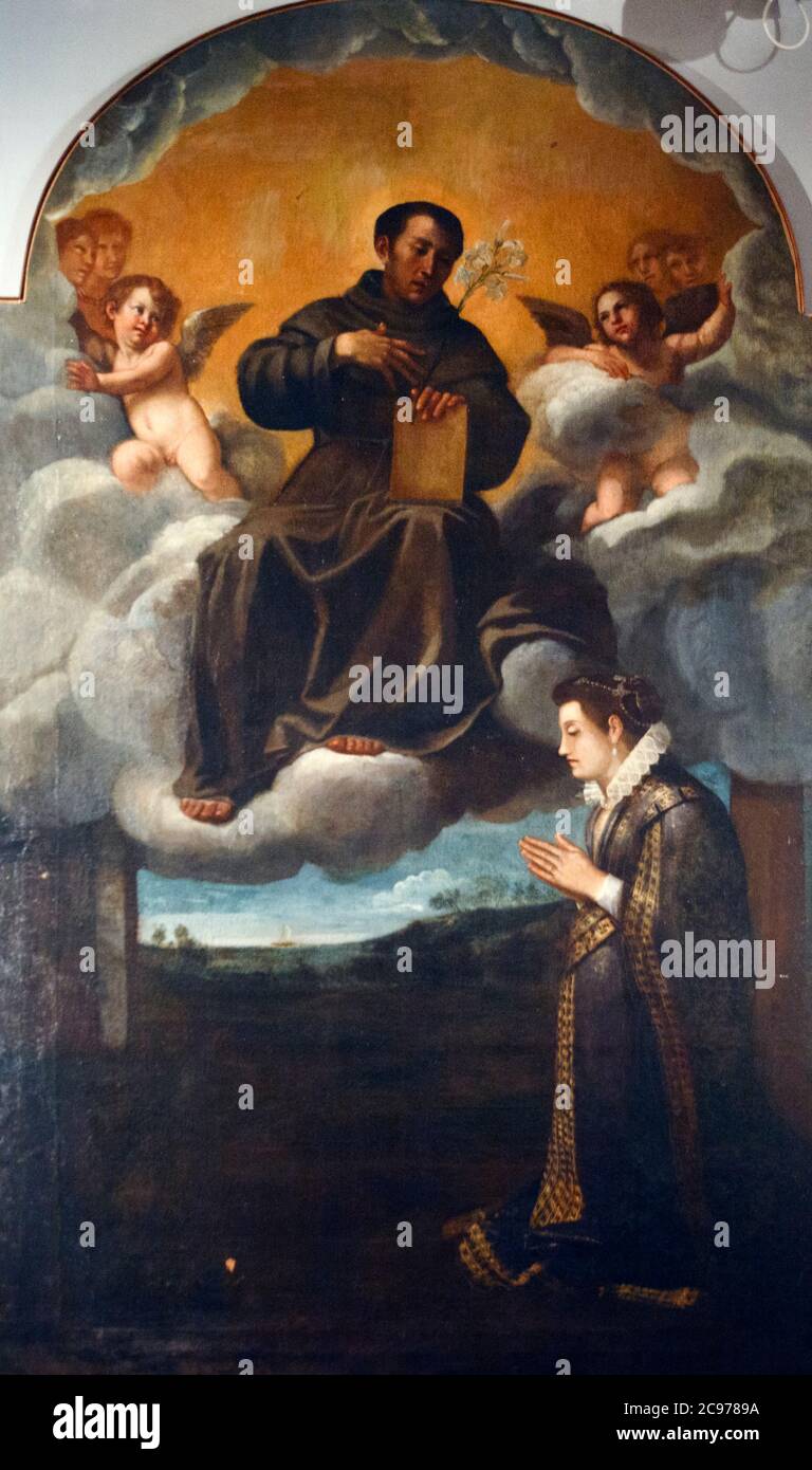 Italien, Marken, Jesi, Palazzo Pianetti, Städtische Kunstgalerie - der heilige Antonius von Padua erscheint Teodora Passeri Grizzi von Francesco Albani Stockfoto