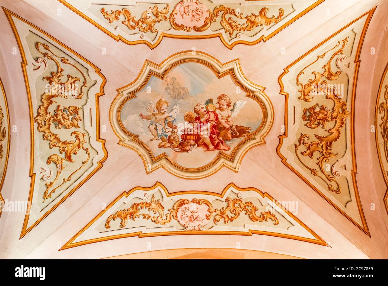 Italien Marche Jesi Palazzo Pianetti -Sitz der städtischen Kunstgalerie - Deckenfresken Stockfoto