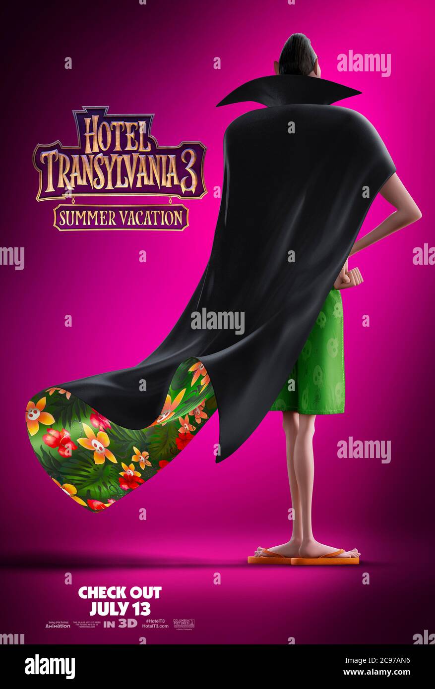 Hotel Transylvania 3: Sommer Urlaub (2018) unter der Regie von Genndy Tartakovsky und Hauptdarsteller Adam Sandler, Andy Samberg, Selena Gomez und Steve Buscemi. Graf Dracula kehrt zurück und findet Romantik im Urlaub. Stockfoto