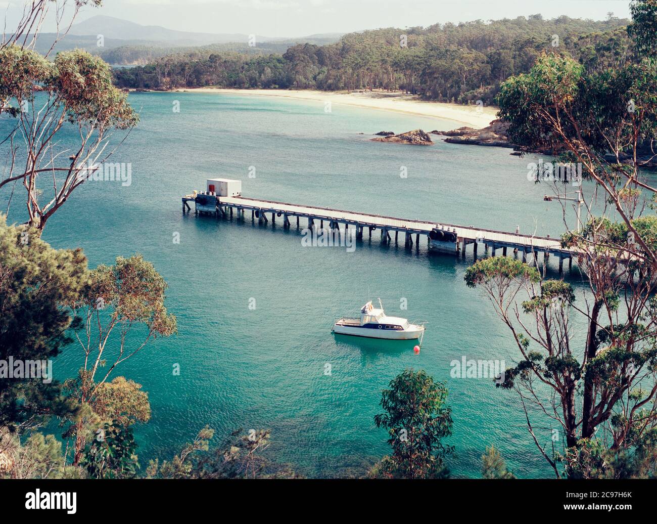 Die abgeschiedene und friedliche Cattle Bay in Eden an der Sapphire Coast in New South Wales, Australien Stockfoto