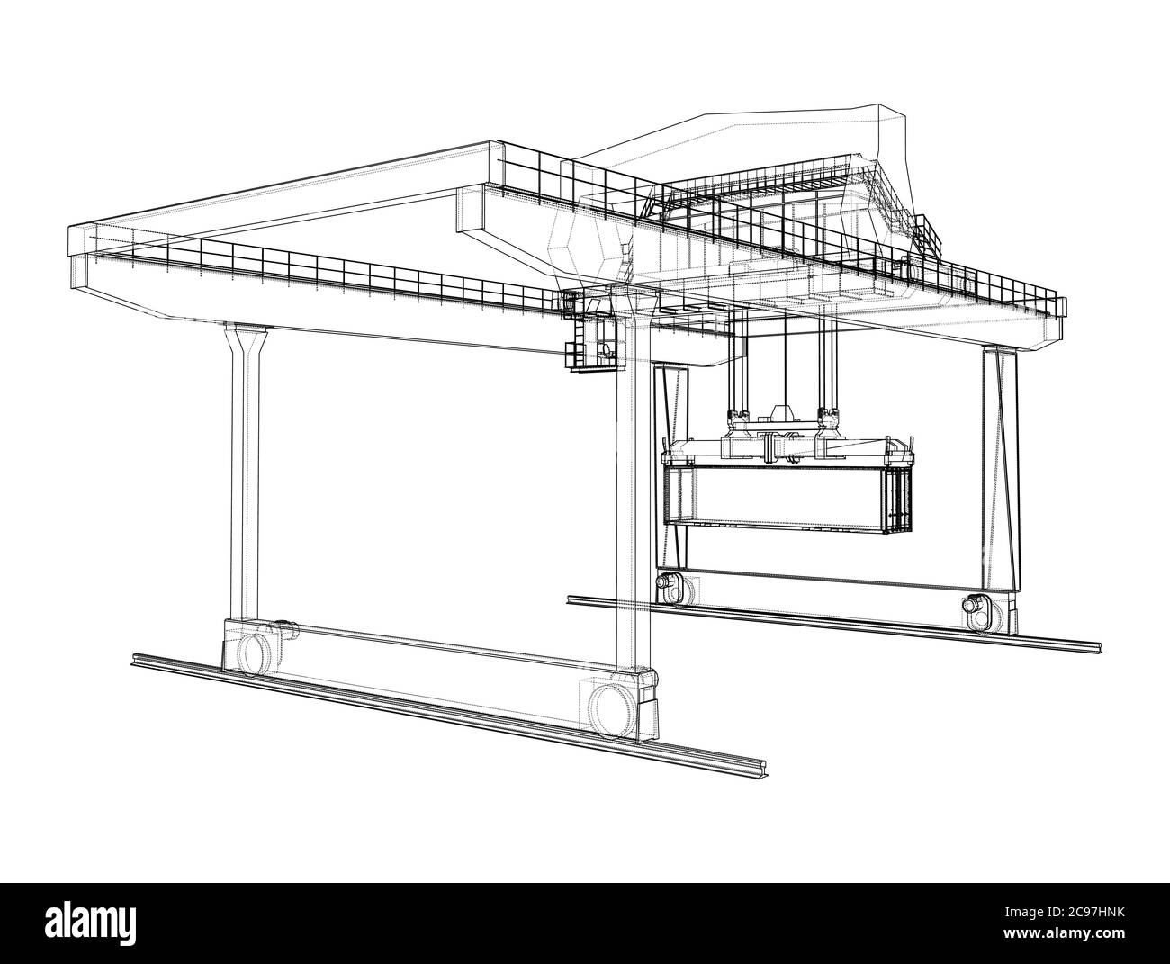 Umriss des Portalbehälters auf der Schiene Stock Vektor