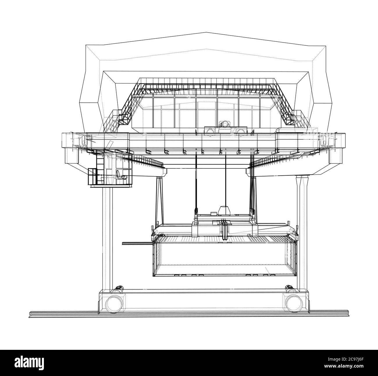 Umriss des Portalbehälters auf der Schiene Stock Vektor